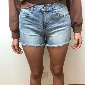 High waisted light blue shorts